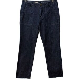 Pilcro Anthropologie Dark Wash‎ Utility Jeans Size 28 Patch Pockets Raw Hem